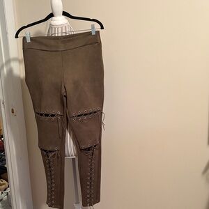 Brown Lace-Up Pants
